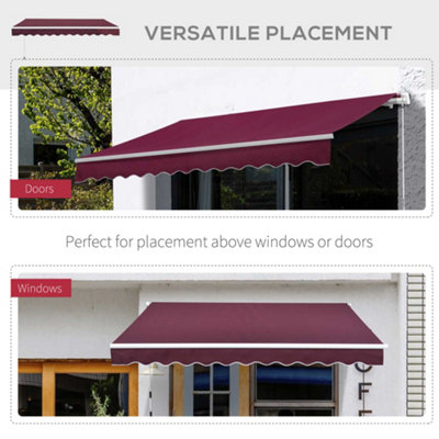 Outsunny Garden Sun Shade Canopy Patio Awning Retractable Shelter Outdoor 5 Size Red - 6