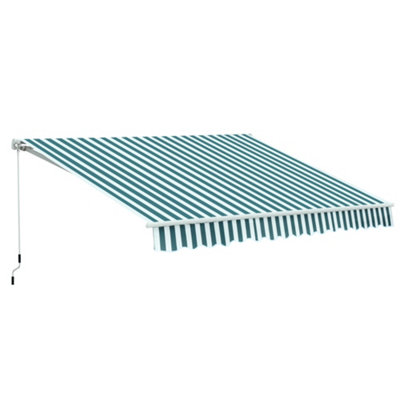 Outsunny Garden Sun Shade Canopy Patio Awning Retractable Shelter Outdoor Green & White