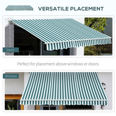 Outsunny Garden Sun Shade Canopy Patio Awning Retractable Shelter Outdoor Green & White - 5