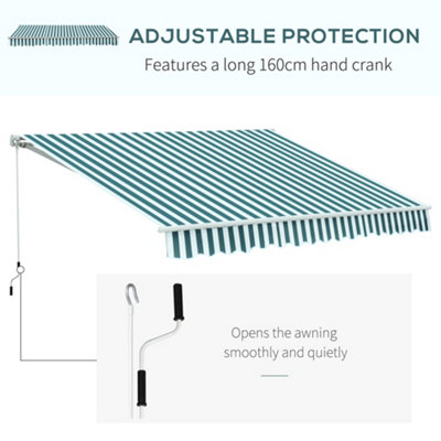 Outsunny Garden Sun Shade Canopy Patio Awning Retractable Shelter Outdoor Green & White - 6