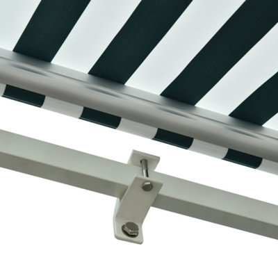 Outsunny Garden Sun Shade Canopy Patio Awning Retractable Shelter Outdoor Green & White - 9