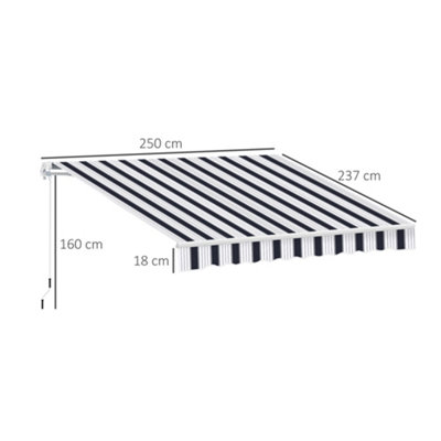 Outsunny Garden Sun Shade Canopy Patio Awning  Shelter Outdoor Retractable - 3
