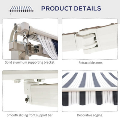 Outsunny Garden Sun Shade Canopy Patio Awning  Shelter Outdoor Retractable - 7