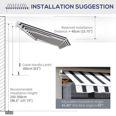 Outsunny Garden Sun Shade Canopy Patio Awning  Shelter Outdoor Retractable - 8