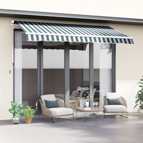 Outsunny Garden Sun Shade Canopy Retractable Awning, 2.5 x 2m, Green and White