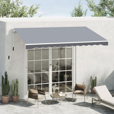 Outsunny Garden Sun Shade Canopy Retractable Awning, 2.5 x 2m, Grey