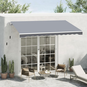 Outsunny Garden Sun Shade Canopy Retractable Awning, 2.5 x 2m, Grey
