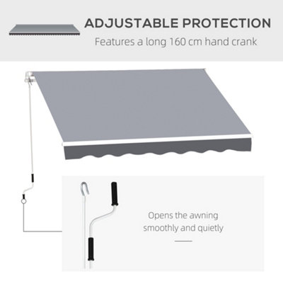 Outsunny Garden Sun Shade Canopy Retractable Awning, 2.5 x 2m, Grey