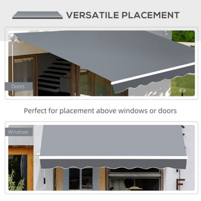 Outsunny Garden Sun Shade Canopy Retractable Awning, 2.5 x 2m, Grey