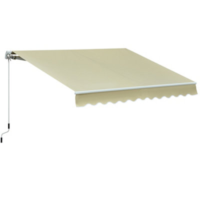 Outsunny Garden Sun Shade Canopy Retractable Awning, 3 x 2.5m, Cream White