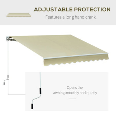Outsunny Garden Sun Shade Canopy Retractable Awning, 3 x 2.5m, Cream White