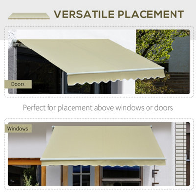 Outsunny Garden Sun Shade Canopy Retractable Awning, 3 x 2.5m, Cream White