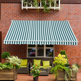Outsunny Garden Sun Shade Canopy Retractable Awning, 3 x 2.5m, Green and White