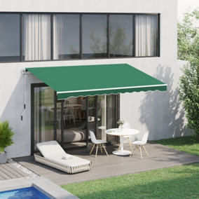 Outsunny Garden Sun Shade Canopy Retractable Awning, 4 x 3(m), Green