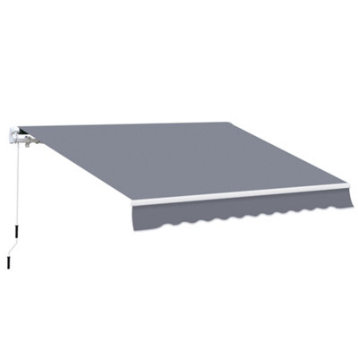 Outsunny Garden Sun Shade Canopy Retractable Awning, 4 x 3(m), Grey