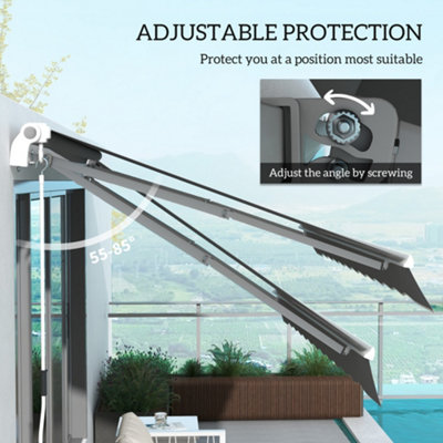Outsunny Garden Sun Shade Canopy Retractable Awning, 4 x 3(m), Grey