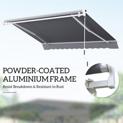 Outsunny Garden Sun Shade Canopy Retractable Awning, 4 x 3(m), Grey