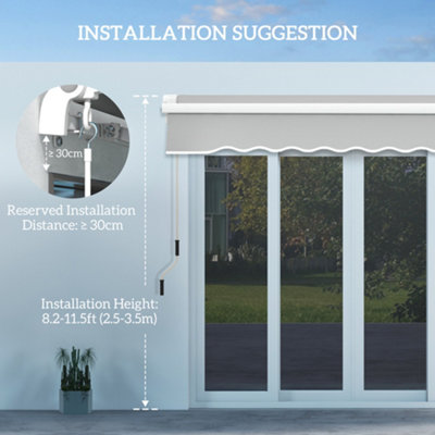 Outsunny Garden Sun Shade Canopy Retractable Awning, 4 x 3(m), Grey