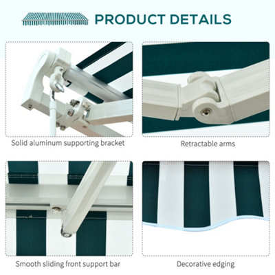 Outsunny Garden Sun Shade Canopy Retractable Shelter Patio Awning Outdoor - 7
