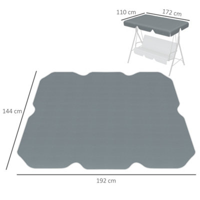 Outsunny Garden Swing Canopy Replacement 2 Seater Swing Seat Replacement Cover - 3
