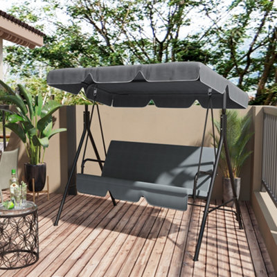 Outsunny Garden Swing Canopy Replacement 2 Seater Swing Seat Replacement Cover - 6