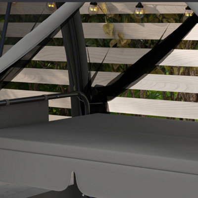 Outsunny Garden Swing Chair Patio Hammock 3 Seater Bench Canopy Lounger Grey - 8