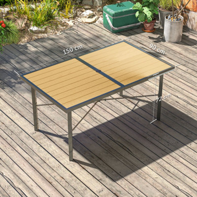 Outsunny Garden Table for 6, Outdoor Dining Table with 5cm