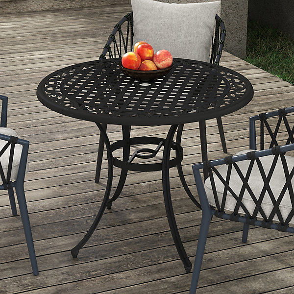 Outsunny Garden Table with Parasol Hole for 2-4, Cast Outsunny Garden Table with Parasol Hole for 2-4, Cast