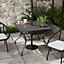 Outsunny Garden Table with Parasol Hole for Four, Slatted Metal Plate Top Grey