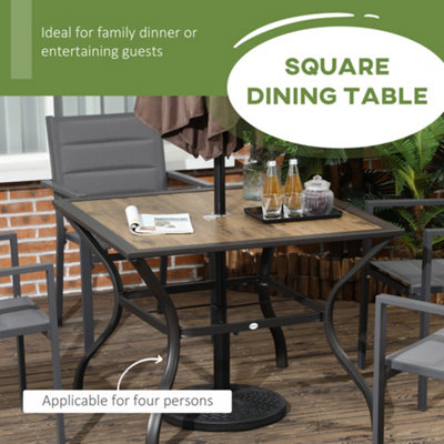 Outsunny Garden Table with Parasol Hole w/ PC Board Tabletop for 4 Persons - 4