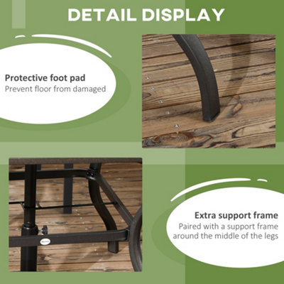 Outsunny Garden Table with Parasol Hole w/ PC Board Tabletop for 4 Persons - 7