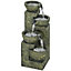 Outsunny Garden Water Feature with Adjustable Flow, 4-Tier Stone Look Bowls