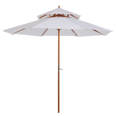 Outsunny Garden Wood Patio Parasol Sun Shade Outdoor Umbrella Canopy Cream