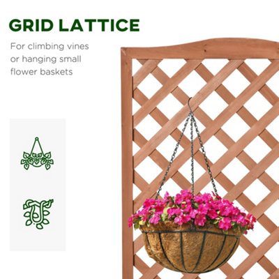 Outsunny Garden Wooden Planter Box with Trellis Flower Raised Bed Brown