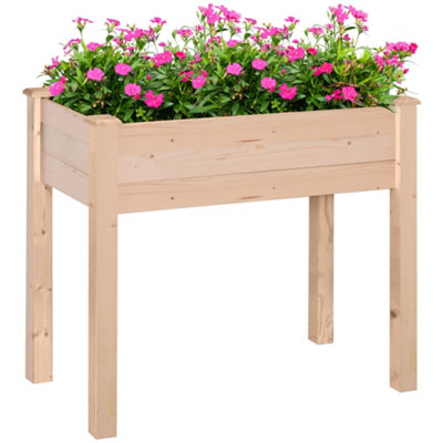 Outsunny Garden Wooden Planter Flower Raised Bed Herb Grow Box Container