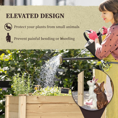 Outsunny Garden Wooden Planter Flower Raised Bed Herb Grow Box Container