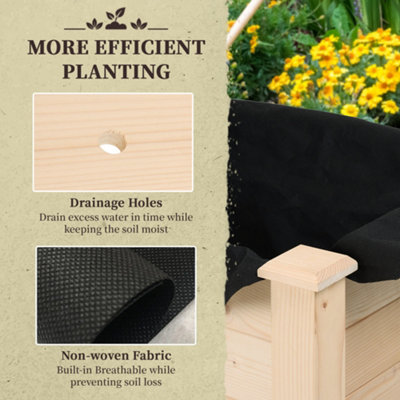 Outsunny Garden Wooden Planter Flower Raised Bed Herb Grow Box Container