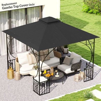 Outsunny Gazebo Canopy Replacement Cover 3 x 3(m) 2-Tier Roof Top for Garden