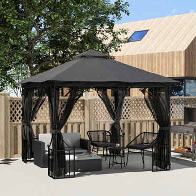 Outsunny Gazebo Party Tent Canopy Sun Shade for Patio Garden 3x3(m)
