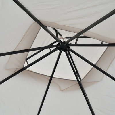 Outsunny Gazebo Party Tent Canopy Sun Shade for Patio Garden Beige 3x3(m) - 9