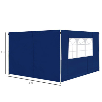 Outsunny Gazebo Replacement Exchangeable Side Wall Panels w/  Window Blue - 3