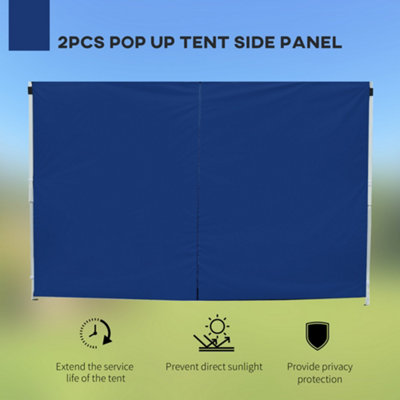 Outsunny Gazebo Replacement Exchangeable Side Wall Panels w/  Window Blue - 4