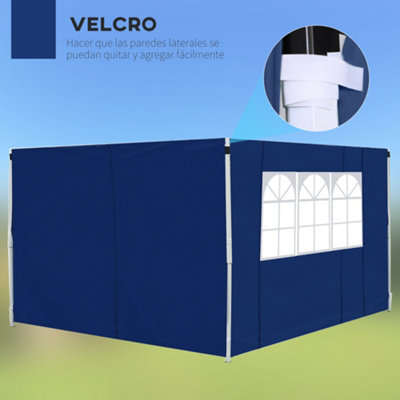 Outsunny Gazebo Replacement Exchangeable Side Wall Panels w/  Window Blue - 5
