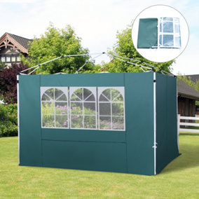 Outsunny Gazebo Replacement Exchangeable Side Wall Panels w/  Window Green