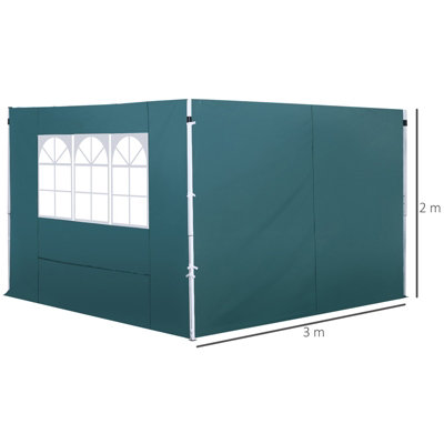 Outsunny Gazebo Replacement Exchangeable Side Wall Panels w/  Window Green - 3