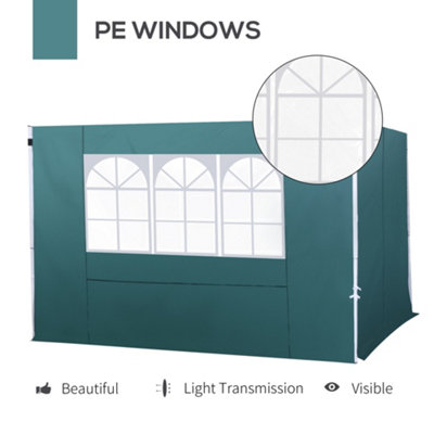Outsunny Gazebo Replacement Exchangeable Side Wall Panels w/  Window Green - 5