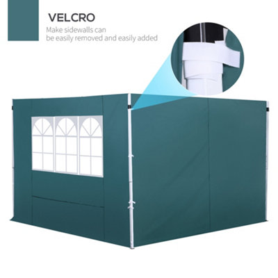 Outsunny Gazebo Replacement Exchangeable Side Wall Panels w/  Window Green - 6