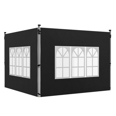 Outsunny Gazebo Side Panels for 3x3(m) or 3x4m Pop Up Gazebo, 2 Pack, Black