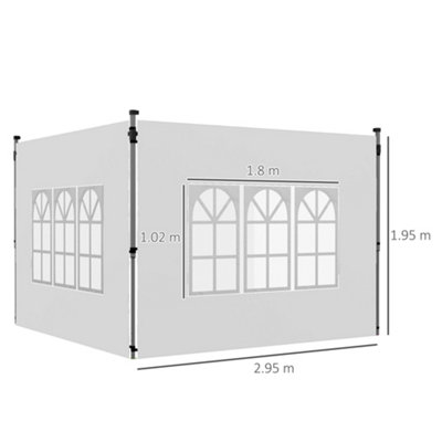 Outsunny Gazebo Side Panels for 3x3(m) or 3x4m Pop Up Gazebo, 2 Pack, White