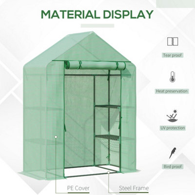 Outsunny Greenhouse for Outdoor Portable Gardening Plant Grow House Green - 4